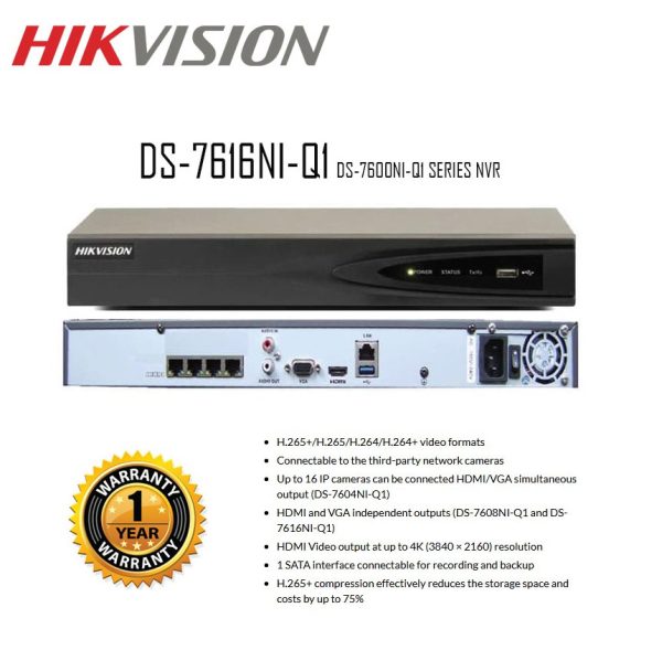Hikvision DS-7616NI-Q1 16-ch 1U 4K NVR