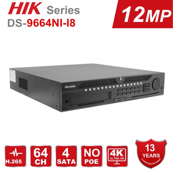 Hikvision DS-9664NI-I8 is a 64 channel NVR