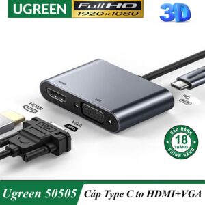 USB-C To HDMI+VGA Converter With PD