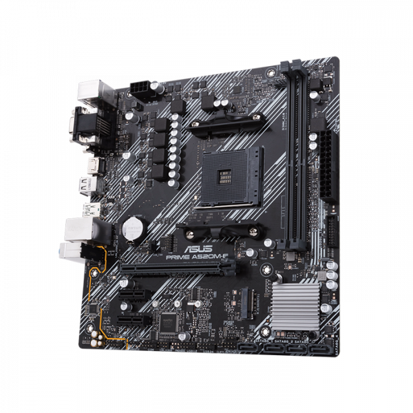 ASUS TUF-GAMING-A520M-PLUS - AMD A520 (Ryzen AM4) micro ATX motherboard with M.2 support, 1 Gb Ethernet, HDMI/DVI/D-Sub, SATA 6 Gbps, USB 3.2 Gen 2 Type-A, and Aura Sync RGB lighting support