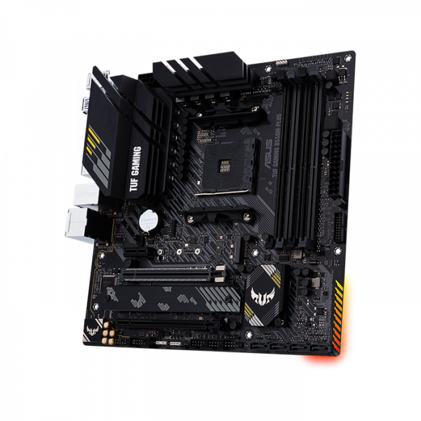 ASUS TUF GAMING B550M-PLUS, AMD B550 (Ryzen AM4) micro ATX gaming motherboard with PCIe 4.0, dual M.2, 10 DrMOS power stages, 2.5 Gb Ethernet, HDMI, DisplayPort, SATA 6 Gbps, USB 3.2 Gen 2 Type-A and Type-C, and Aura Sync RGB lighting support