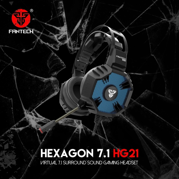 FANTECH COMBO Hg21 Earphones With Microphone 7.1 Surround Sound Gaming Headset USB Wired Gaming Headset AND Ac3001 Headset Stand