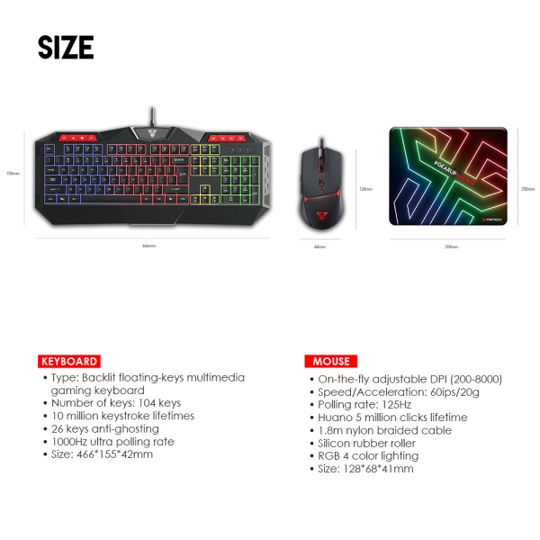 Fantech P31 Keyboard, Mouse and Mousepad Gaming Pack