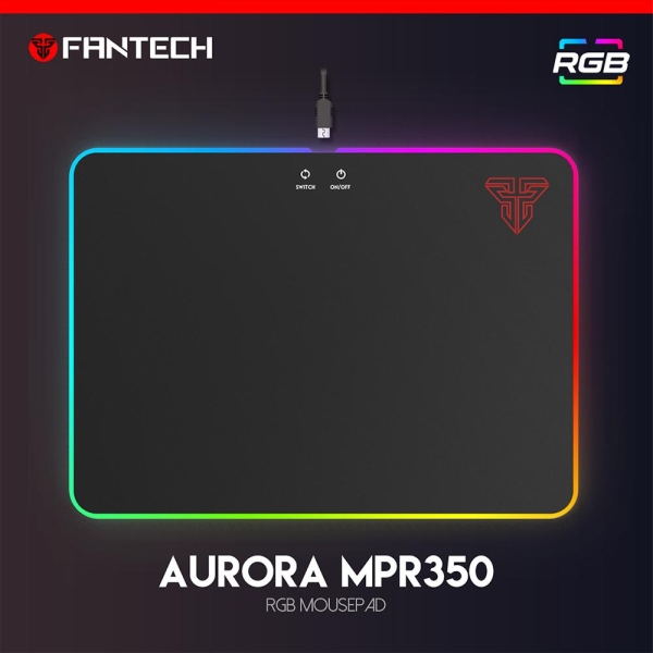 Fantech Mpr350 Aurora Anti-Slip Rubber Base Rgb Gaming Mouse Pad With Button