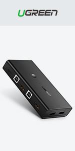 UGREEN HDMI 2*1 KVM Switcher Input: 2*HDMI, 2*USB 2.0-B